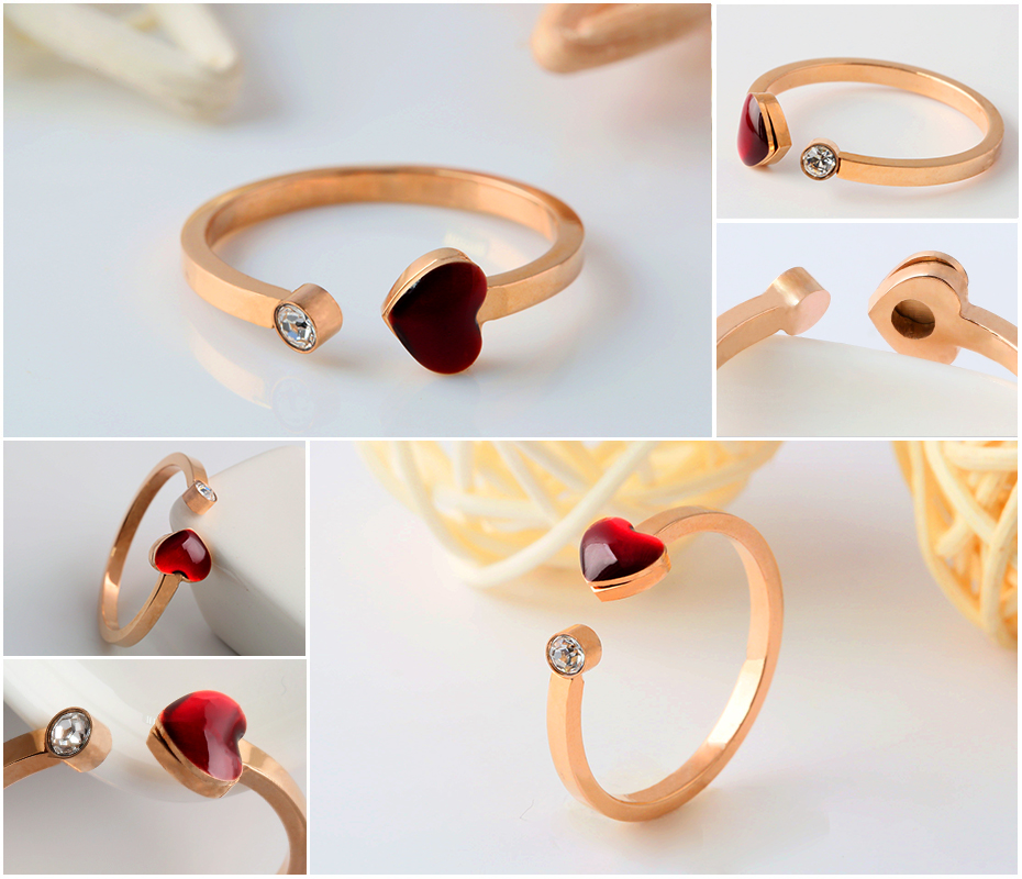 Rose gold heart-shaped diamond ring