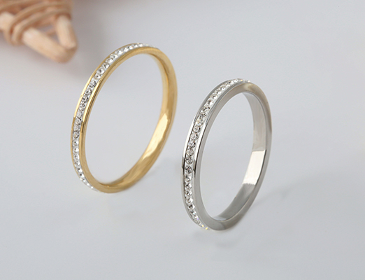Stainless steel single diamond ring