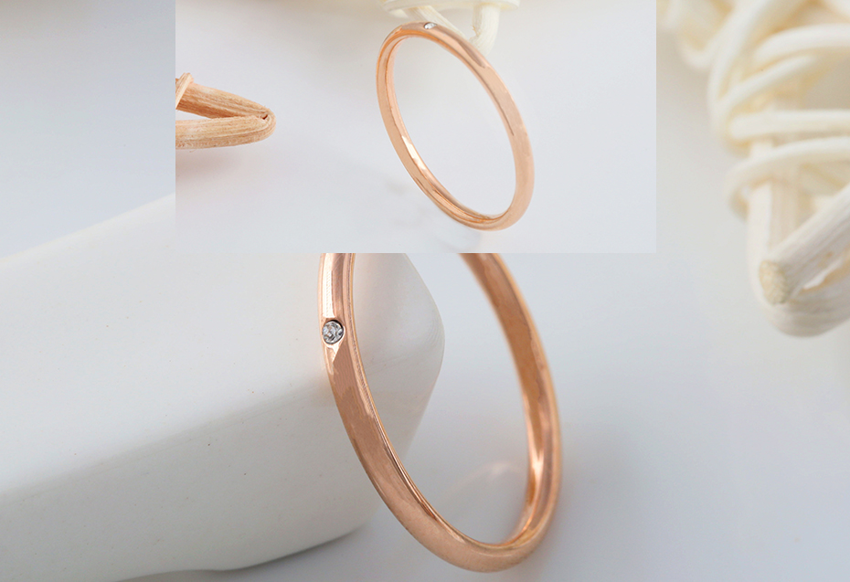 Single drill rose gold ring
