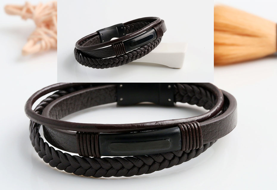 Brown leather cord bracelet