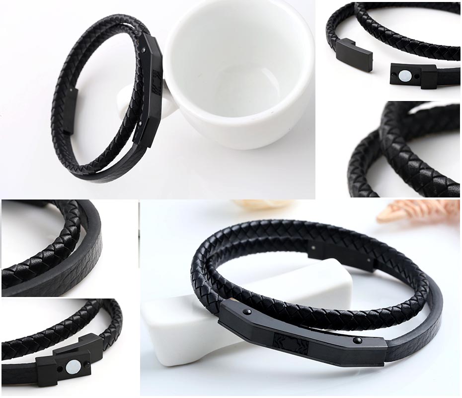 Multilayer braided magnet buckle bracelet