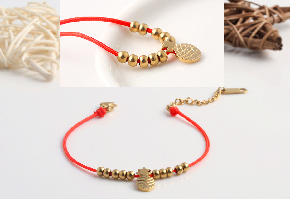 Pineapple red rope bracelet