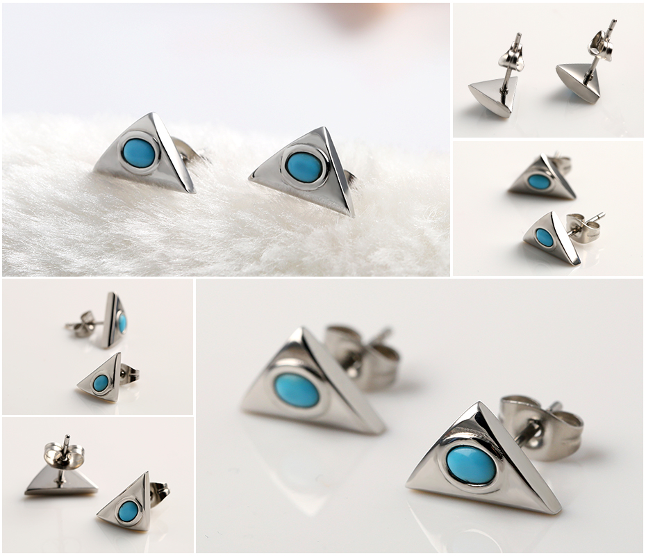 Stainless Steel Pyramid Ear Studs