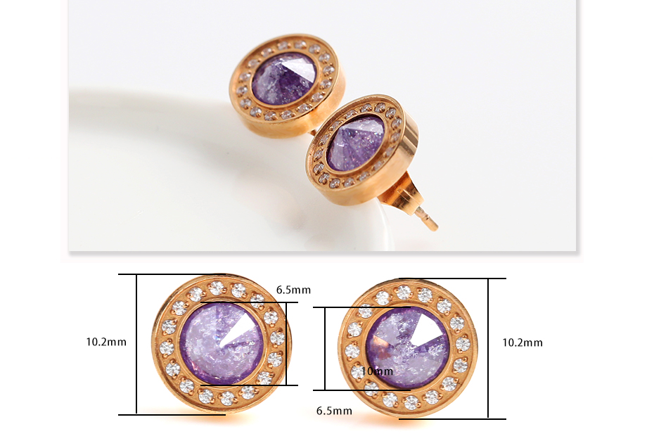 Purple Diamond Stud Earrings