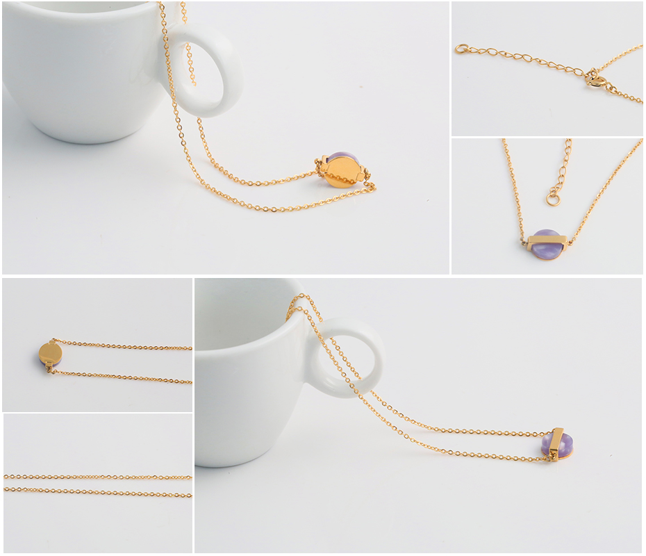 Purple Round Pendant Necklace