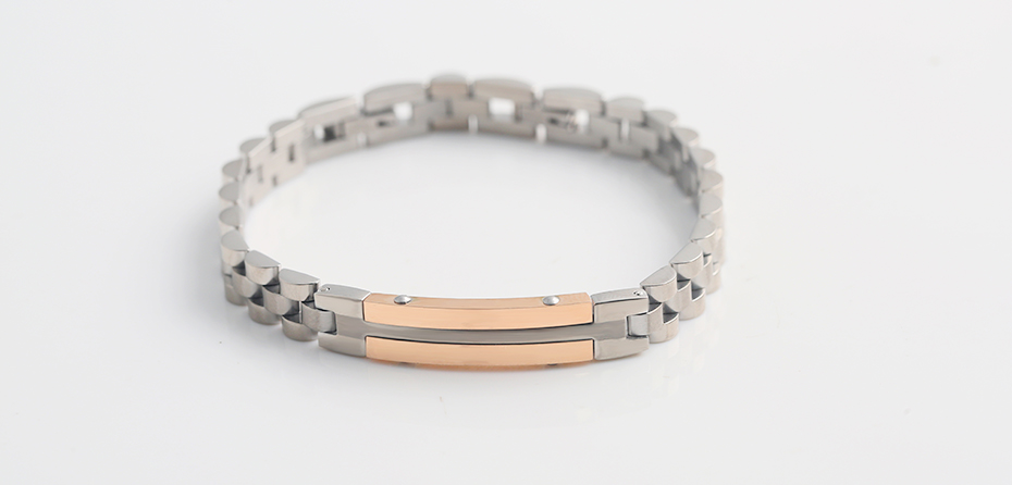 Curved rose gold titanium steel bracelet