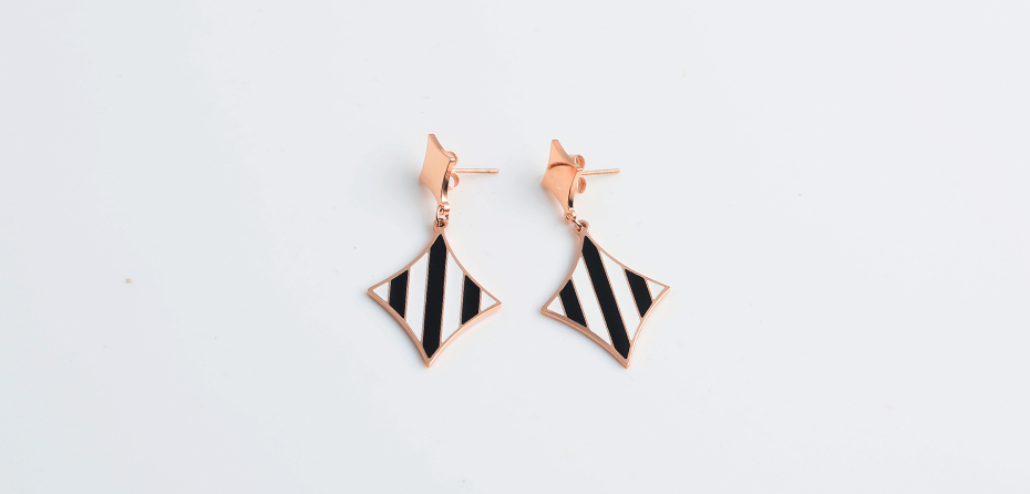 Fashion black and white striped earrings