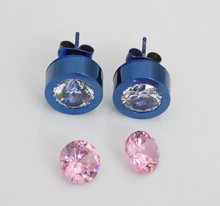 Navy blue diamond stud earrings