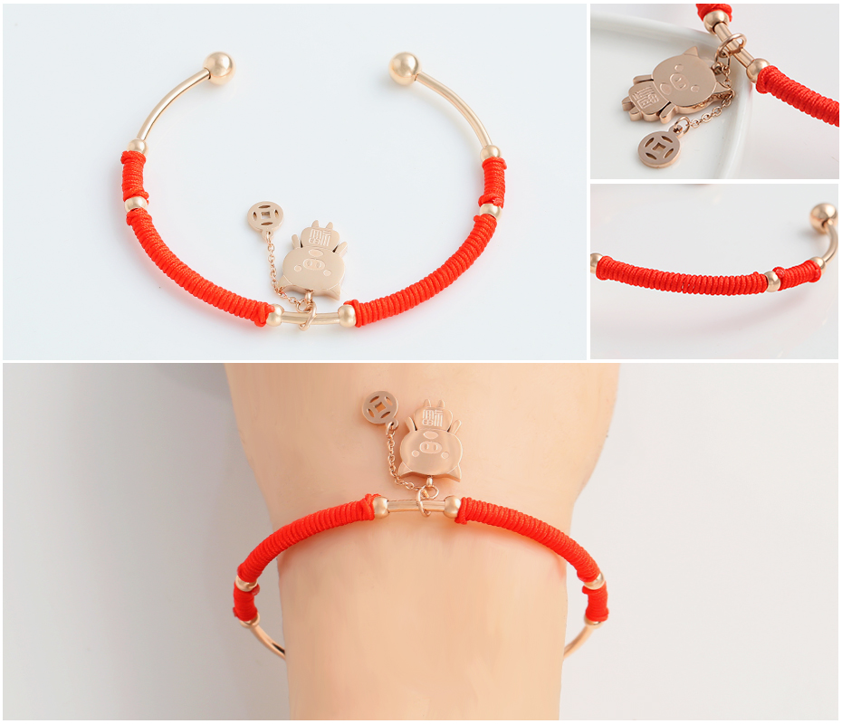 Fashion pig red rope bracelet