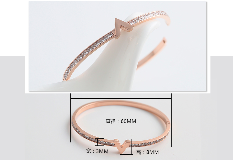 V letter square diamond bracelet