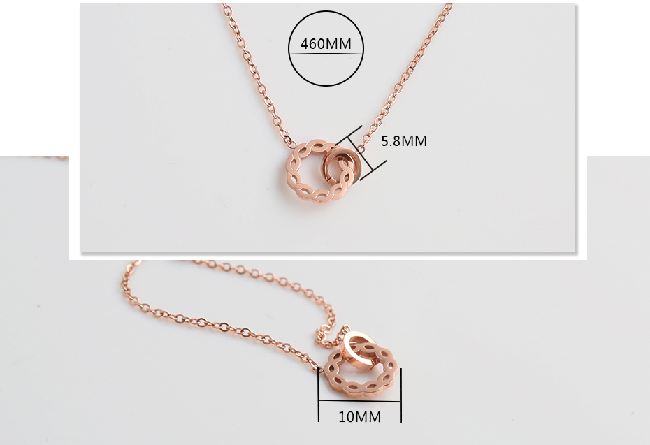 Double ring round flower hollow necklace
