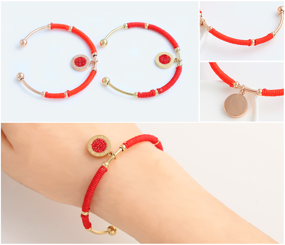 Red rope tied bracelet