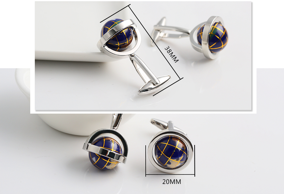 Rotating globe style cufflinks