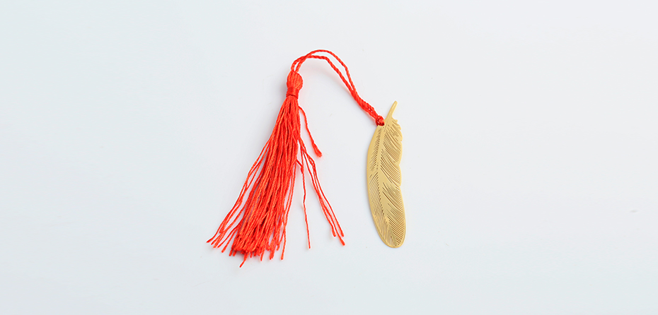 Stainless steel feather red rope bookmark