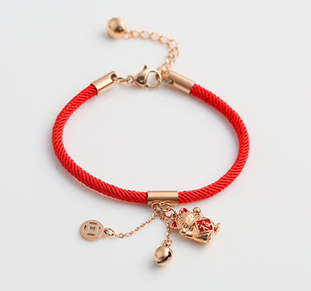 Blessing kitten red rope bracelet