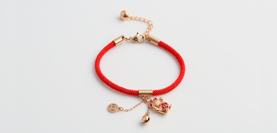 Blessing kitten red rope bracelet