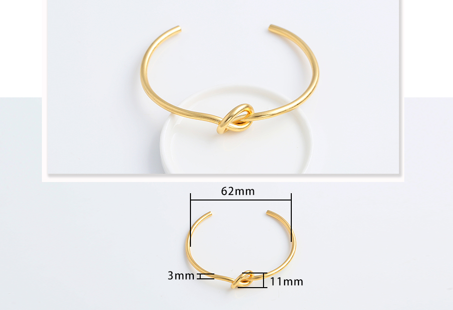 Knotted shape open stainless steel bracelet