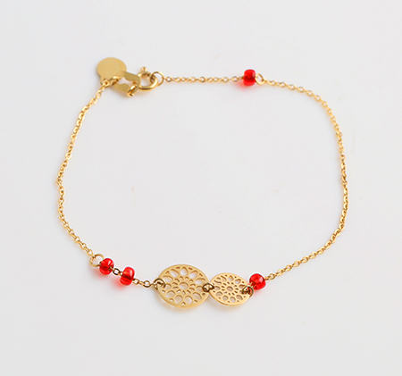 Ruby round flower bracelet