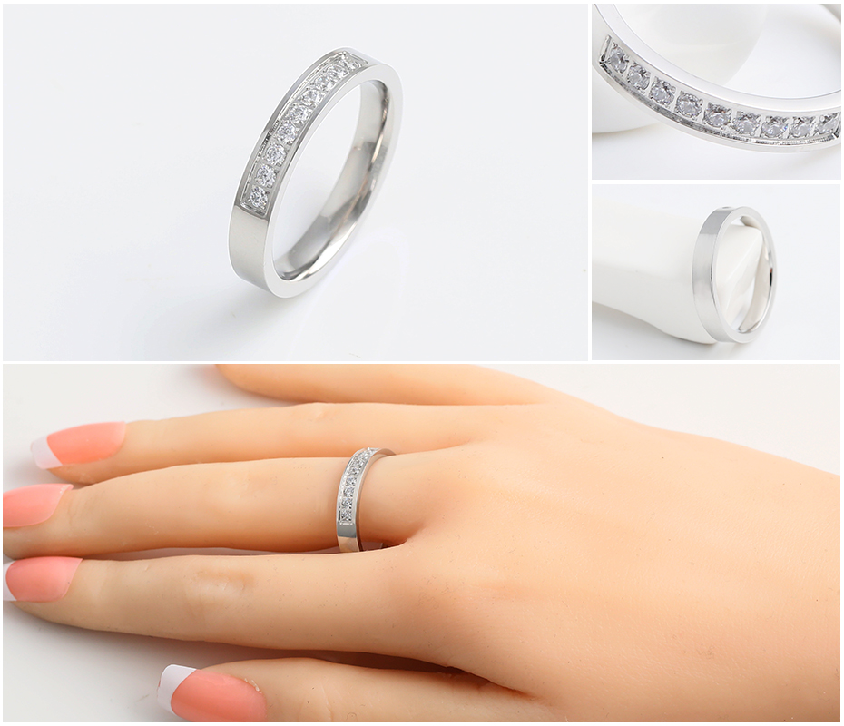 Single row diamond-studded titanium steel ring
