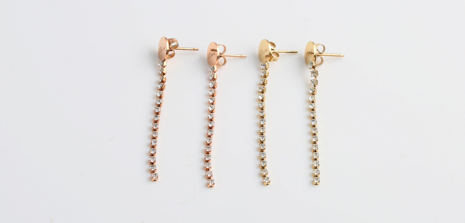 Temperament drill chain tassel earrings