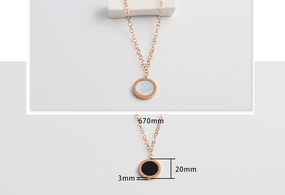 Round Shell English Stainless Steel Pendant Necklace