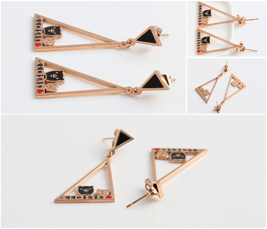 Triangle stainless steel pig earrings