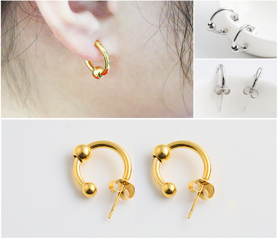 Stainless steel ring stud earrings