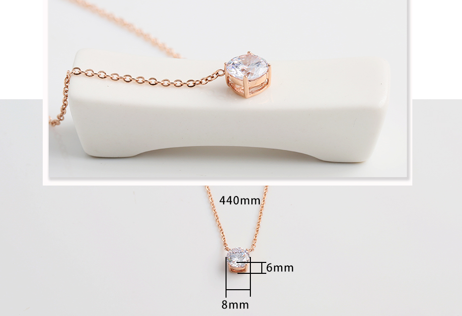 Rose gold single diamond titanium steel necklace