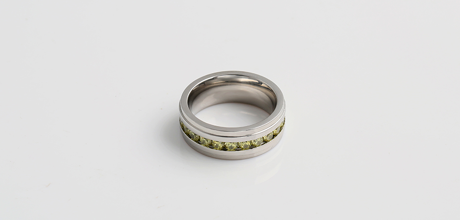 Trend yellow diamond titanium steel ring