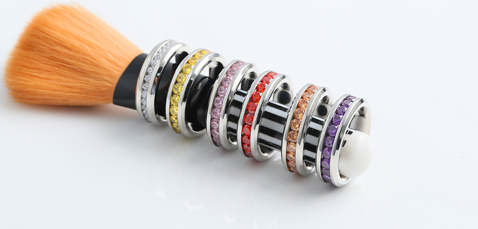 Colorful diamond-studded stainless steel ring
