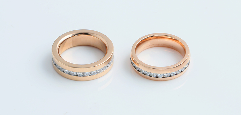 Rose gold titanium steel couple ring