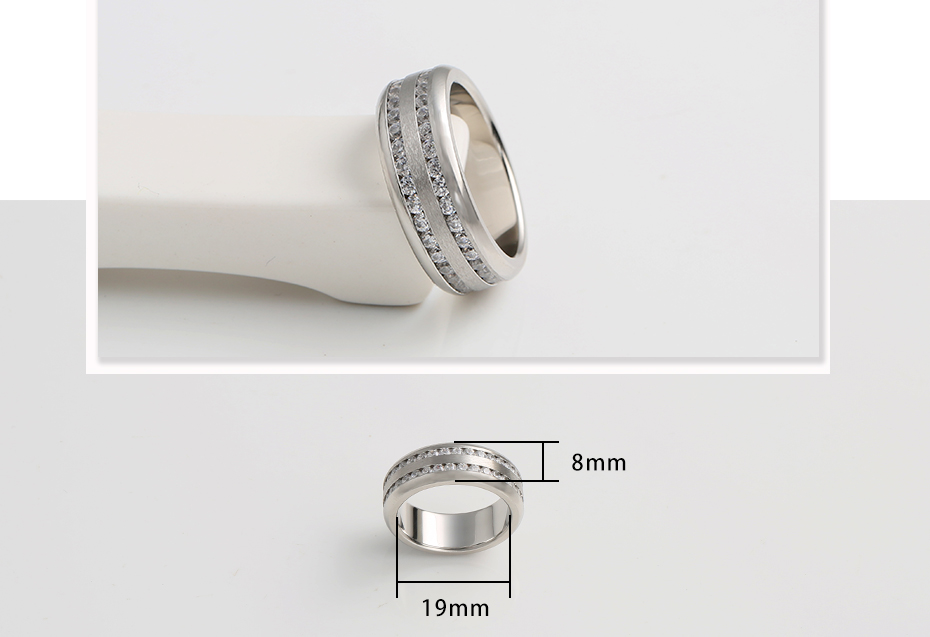 Double row diamond-studded titanium steel ring
