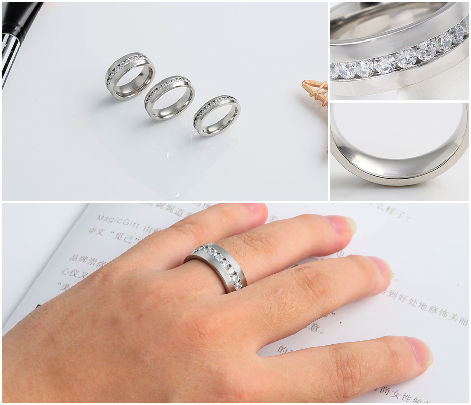 Fashion diamond-studded titanium steel ring