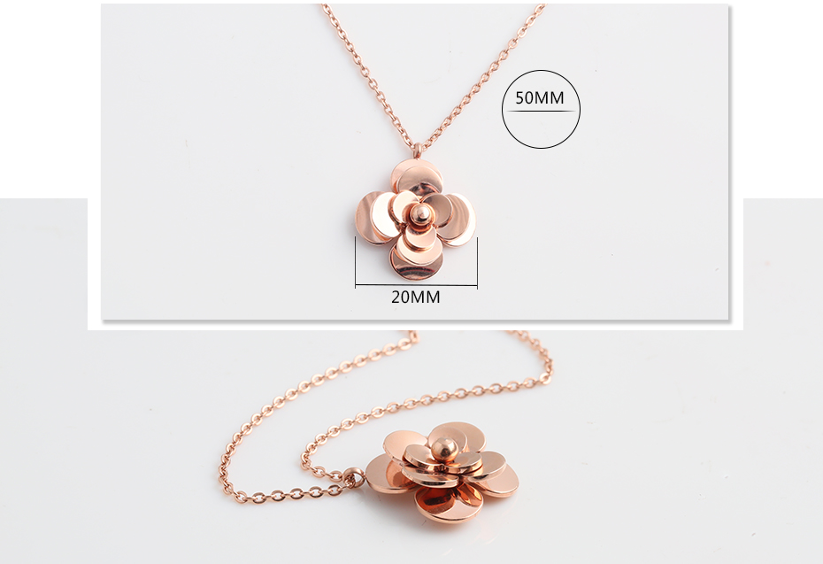 Camellia rotating pendant titanium steel necklace