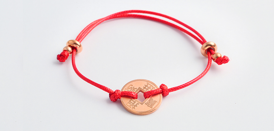 Red rope copper coin commemorative hand rope