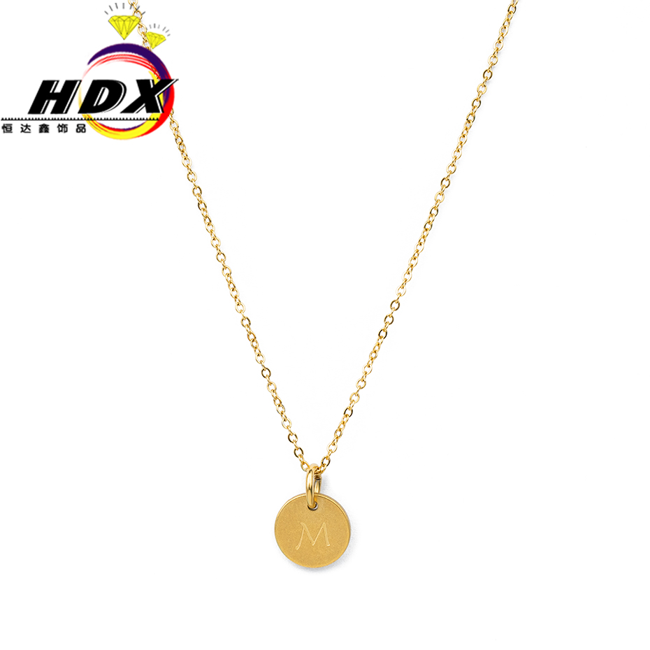 Simple and Slim small female letter pendant implies geometric beauty Stainless Steel Necklace
