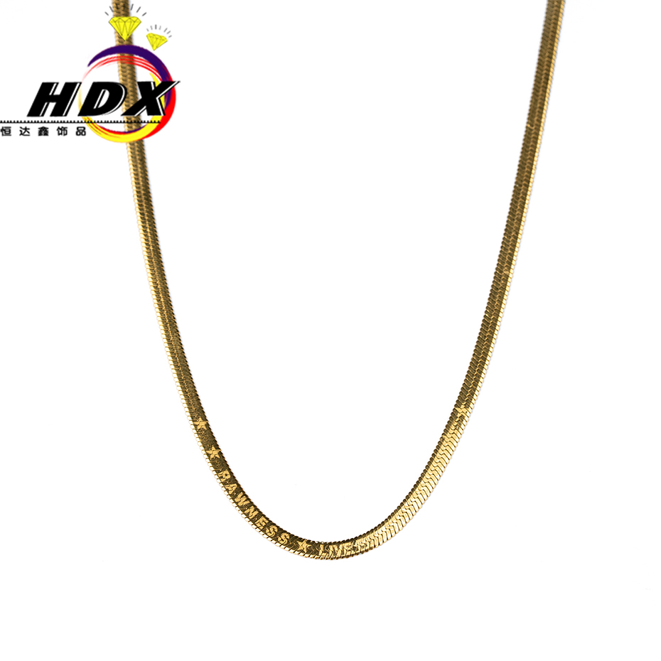 French noble cold blade chain female gold letter stainless steel necklace