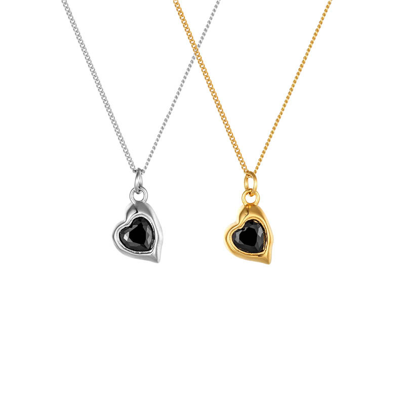 Small Style American 14K Love Black Agate Necklace