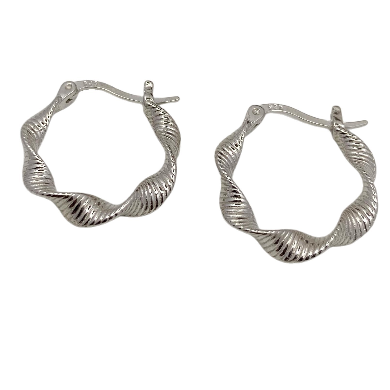 925 Sterling Silver Spiral Stripe Harbor Style Earrings