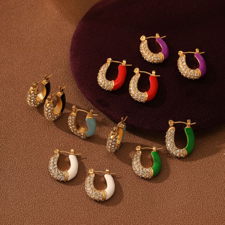 U-shaped oil drop diamond earrings