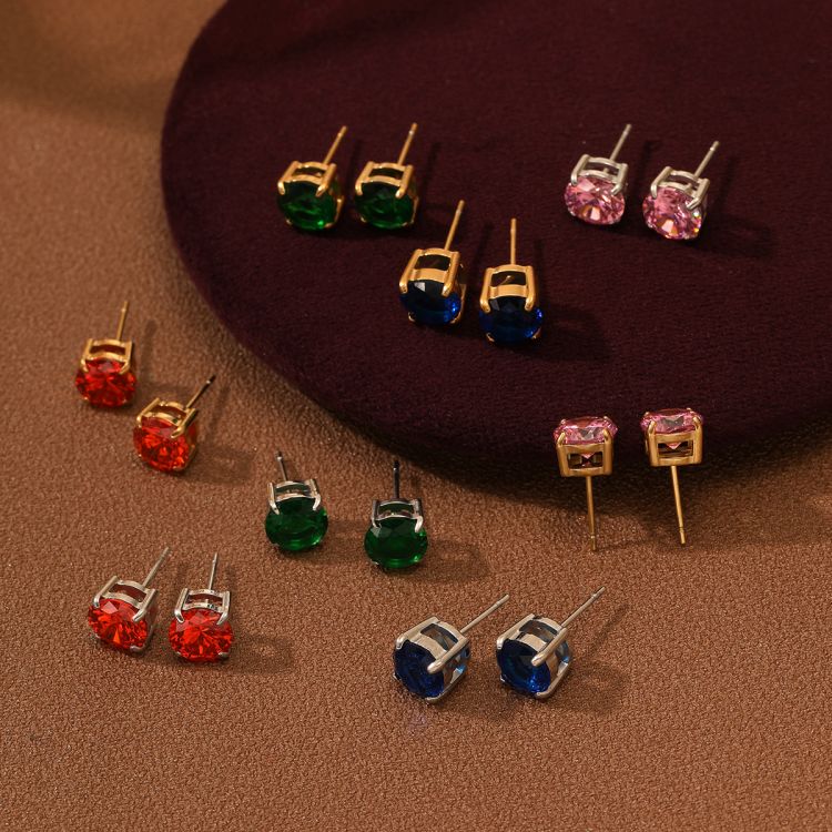 Mini colored zircon earrings
